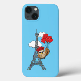 Uil Vliegen met Hartballonnen in Parijs Case-Mate iPhone Case