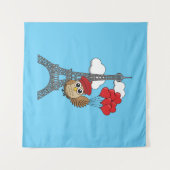 Uil Vliegen met Hartballonnen in Parijs Wandkleed (Voorkant (horizontaal))