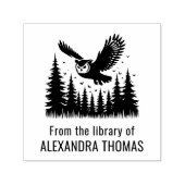 Uil Vliegend Hoekig Uitzicht Fir Trees Bibliotheek Zelfinktende Stempel (Design)