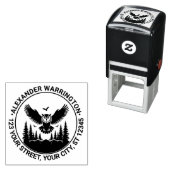 Uil vliegend vooraanzicht dennenbomen naam retoura  zelfinktende stempel (In situ)