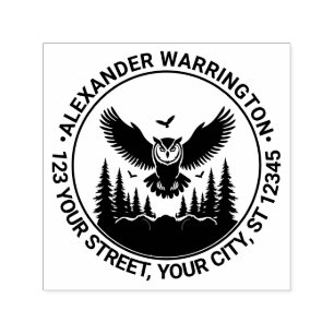 Uil vliegend vooraanzicht dennenbomen naam retoura  zelfinktende stempel