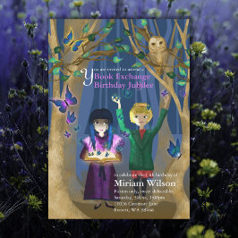 Uil & Vlinders Boekruil Verjaardagsuitnodiging Kaart