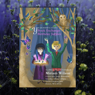Uil & Vlinders Boekruil Verjaardagsuitnodiging Kaart