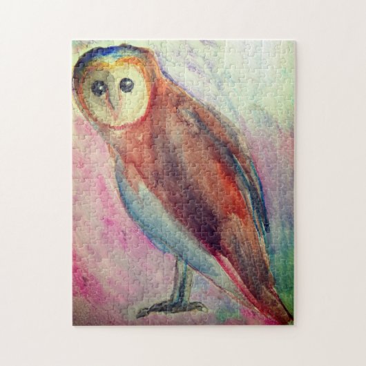 Uil vogel aquarel kunst  legpuzzel (Verticaal)