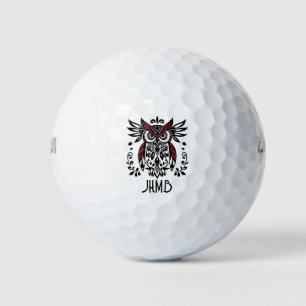 Uil Vogel Dier Monogram Kunst Golfballen