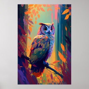 Uil Vogel Dier Portret Schilderij Wildlife Outdoor Poster