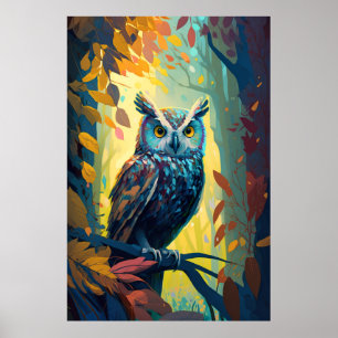 Uil Vogel Dier Portret Schilderij Wildlife Outdoor Poster