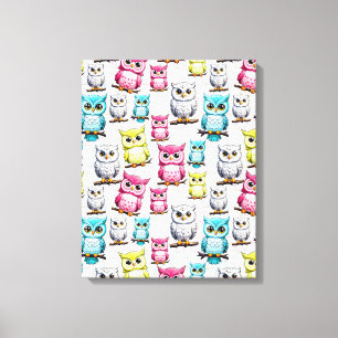 Uil Vogel Kleurrijk Ontwerp Canvas Afdruk