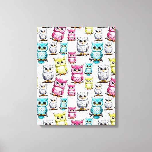 Uil Vogel Kleurrijk Ontwerp Canvas Afdruk (Voorkant)