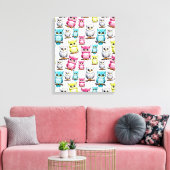 Uil Vogel Kleurrijk Ontwerp Canvas Afdruk (Insitu (Woonkamer))