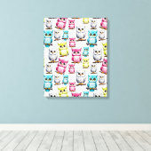 Uil Vogel Kleurrijk Ontwerp Canvas Afdruk (Insitu (Houten vloer))