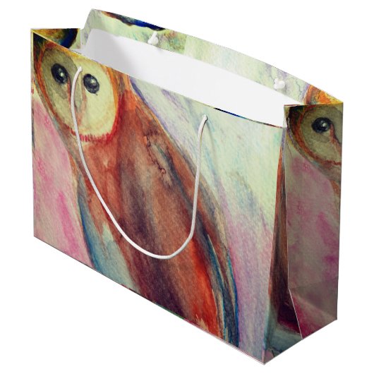 Uil vogel kunst groot cadeauzakje (Achterkant Gekanteld)