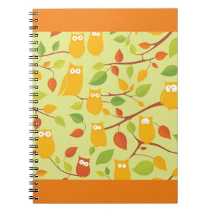 uil vogel patroon wilde cartoon notitieboek