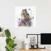 Uil Vogel Portret Dier Schilderen Wildlife Forest Poster (Thuiskantoor)