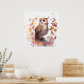 Uil Vogel Portret Dier Schilderen Wildlife Forest Poster (Keuken)