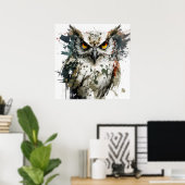 Uil Vogel Portret Dier Schilderen Wildlife Forest Poster (Thuiskantoor)
