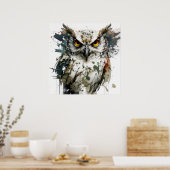 Uil Vogel Portret Dier Schilderen Wildlife Forest Poster (Keuken)
