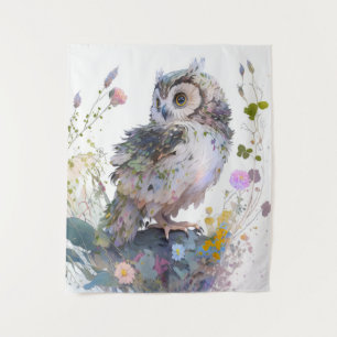 Uil Vogel Portret Dier Schilderen Wildlife Forest Wandkleed