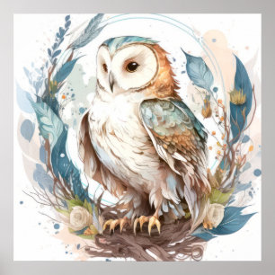 Uil Vogel Portret Dier Schilderen Wildlife Outdoor Poster