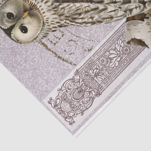  Uil Vogel Rode Decoupage Franse Postmerk Tissuepapier (Detail)