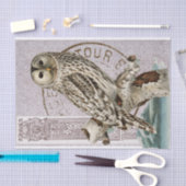 Uil Vogel Rode Decoupage Franse Postmerk Tissuepapier (Craft)