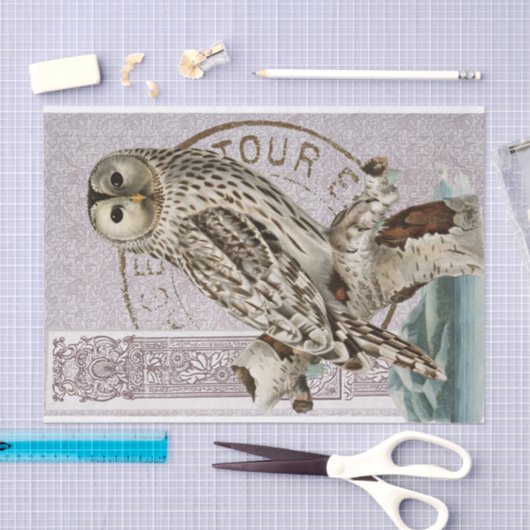  Uil Vogel Rode Decoupage Franse Postmerk Tissuepapier (Craft)