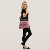 Uil Vogel Tekening Cool Roze Tartan Modern Monogra Tote Bag (Op model)