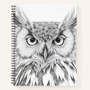 Uil Vogel Wild Natuur Dier Illustratie Kunst Notitieboek
