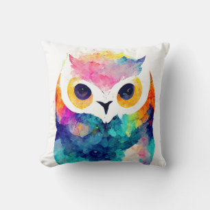 Uil Vogel Wild Natuur Dier Kleur Art Schilderij Kussen