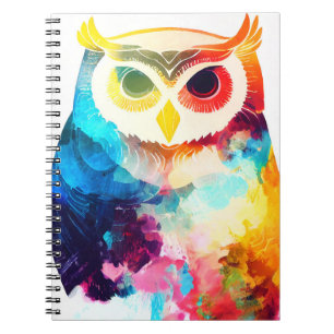 Uil Vogel Wild Natuur Dier Kleur Art Schilderij Notitieboek