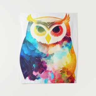 Uil Vogel Wild Natuur Dier Kleur Art Schilderij Wandkleed