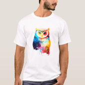 Uil Vogel Wilde Natuur Dierlijke Kleuren Verf T-shirt (Voorkant)