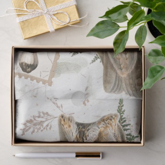 Uil Vogel Woodland Mushroom Ephemera Decoupage Tissuepapier (Geschenk)