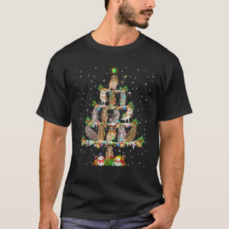 Uil Vogel Xmas Verlichting Santa Uil Kerstboom T-shirt