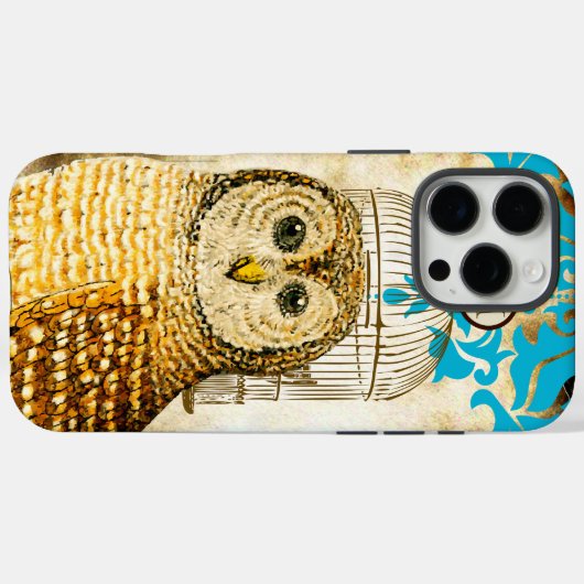  uil vogelkooi Damask Case-Mate iPhone Case (Achterkant (horizontaal))