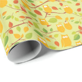 Uil vogelpatroon wild cartoon wrapping papier (Rol Hoek)