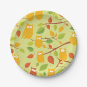 Uil vogelpatroon wilde cartoon papieren bordje (Voorkant)