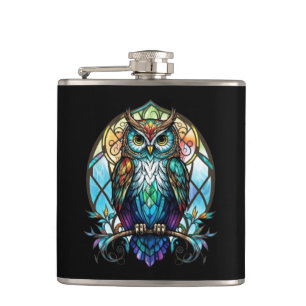 Uil Vogelportret Glas in lood Wildlife Heupfles