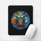 Uil Vogelportret Glas in lood Wildlife Muismat (Met muis)