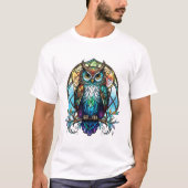 Uil Vogelportret Glas in lood Wildlife T-shirt (Voorkant)