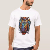Uil Vogelportret Glas in lood Wildlife T-shirt (Voorkant)