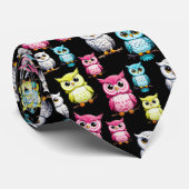 Uil Vogels Cute Ontwerp Stropdas (Opgerold)