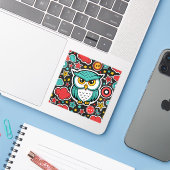 Uil vraagt zich af sticker (Laptop met iPhone)