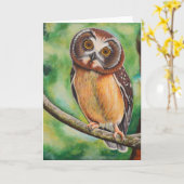 Uil Wenskaart Kaart (Gele Bloem)