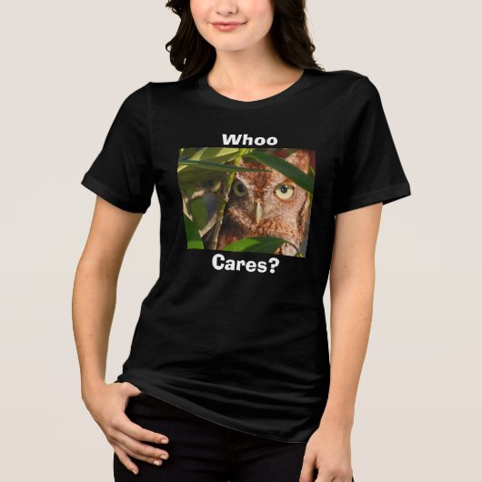 Uil Wie Kan Het Schelen Tri-Blend Shirt (Voorkant)