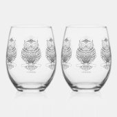 Uil - Wijn Glas (Achterkant)