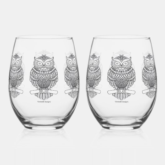 Uil - Wijn Glas (Achterkant)
