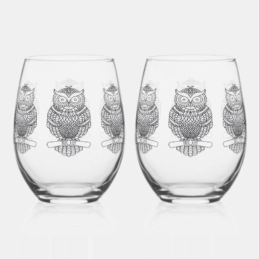 Uil - Wijn Glas (Voorkant)