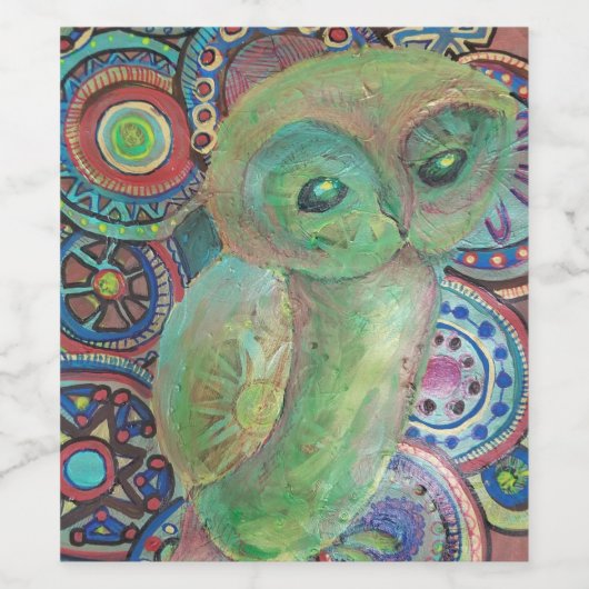 Uil wijn label wijn etiket (Enkel label)