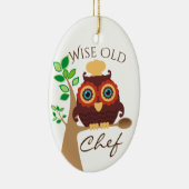 Uil wijze oude chef-kok culinaire kerst ornament (Rechts)
